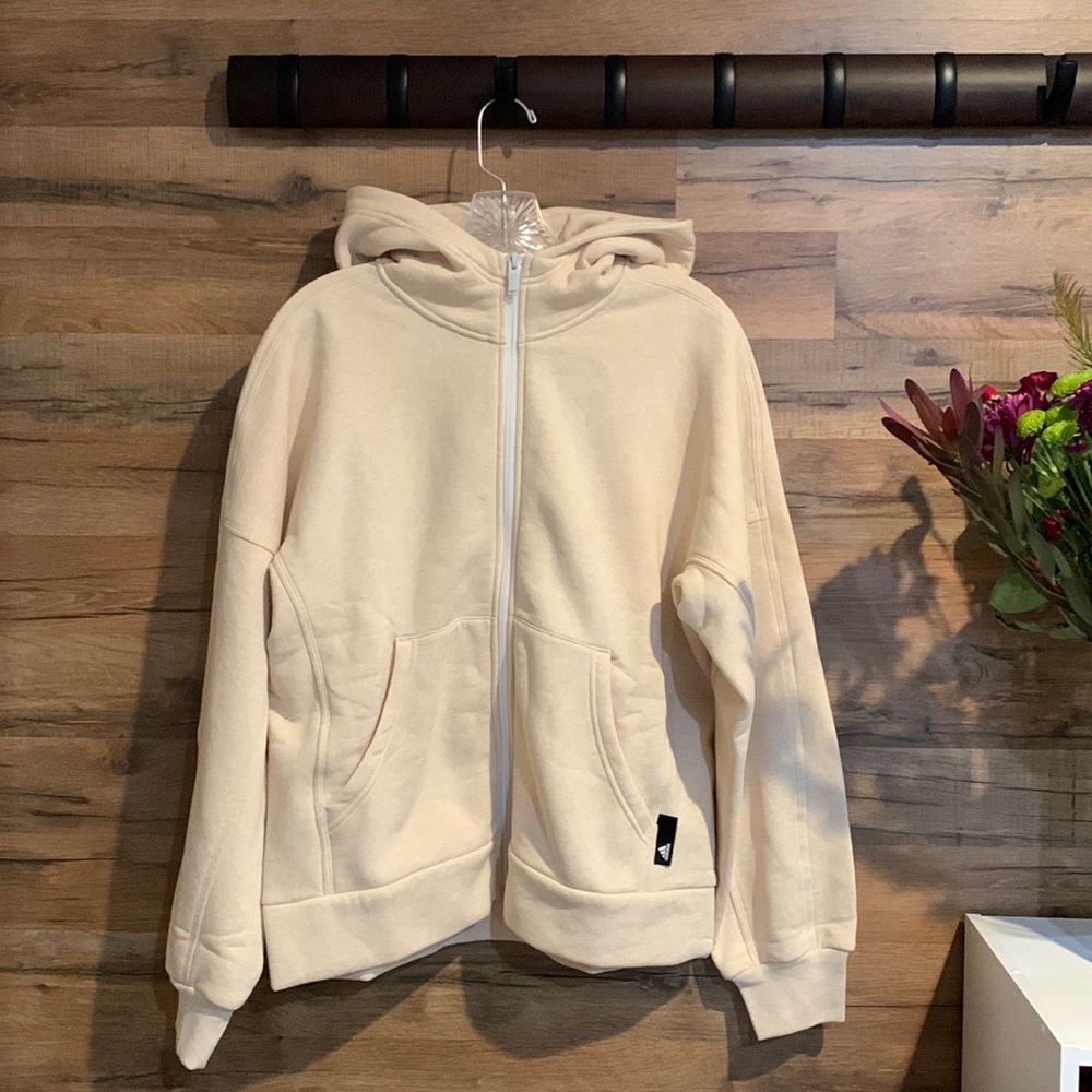 Adidas Fleece Zip-Up Hoodie | Multi Sport / Multi Deporte | NWT | Beige